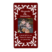 Dark Red Wedding Geschenk oder Gefallen-Label (Vorne)