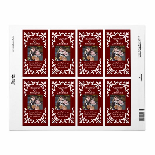 Dark Red Wedding Geschenk oder Gefallen-Label (Vorne)