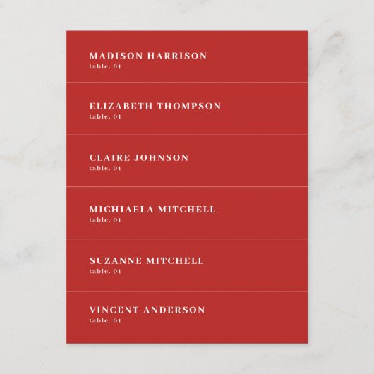 Dark Red Wedding Place Name Card DIY Einladung (Vorderseite)