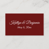 Dark Red Wedding RSVP Online Elegant Simple Begleitkarte (Rückseite)