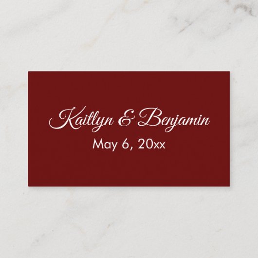 Dark Red Wedding RSVP Online Elegant Simple Begleitkarte (Rückseite)