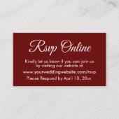 Dark Red Wedding RSVP Online Elegant Simple Begleitkarte (Vorderseite)