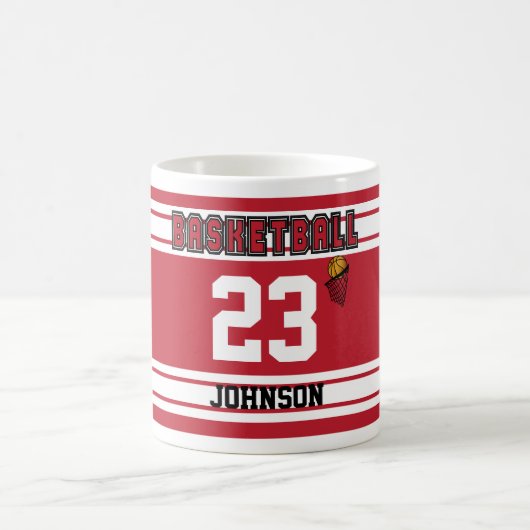 Dark Red & White Basketball Jersey Kaffeetasse (Mittel)