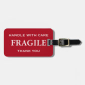 Dark Red White Fragile Handle mit Vorsicht Vielen  Gepäckanhänger (Vorderseite horizontal)