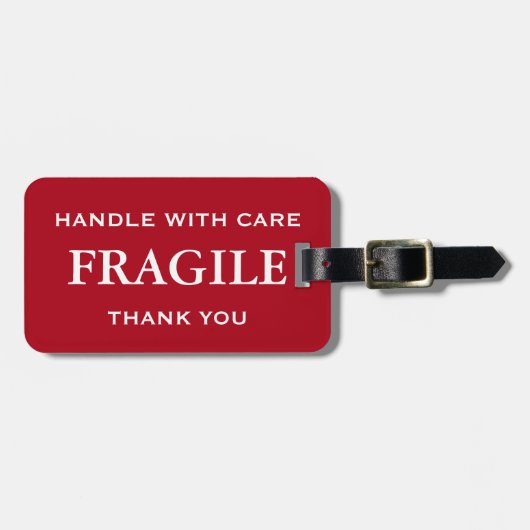 Dark Red White Fragile Handle mit Vorsicht Vielen  Gepäckanhänger (Vorderseite horizontal)