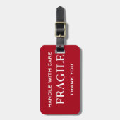 Dark Red White Fragile Handle mit Vorsicht Vielen  Gepäckanhänger (Vorderseite vertikal)