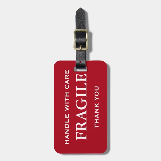Dark Red White Fragile Handle mit Vorsicht Vielen  Gepäckanhänger (Vorderseite vertikal)
