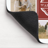 Dark Red White Monogram & Year Photo Collage Mousepad (Ecke)