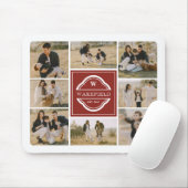 Dark Red White Monogram & Year Photo Collage Mousepad (Mit Mouse)