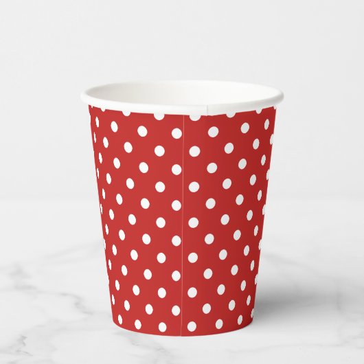 Dark Red White Polka Dot Pattern Pappbecher (Rechts)