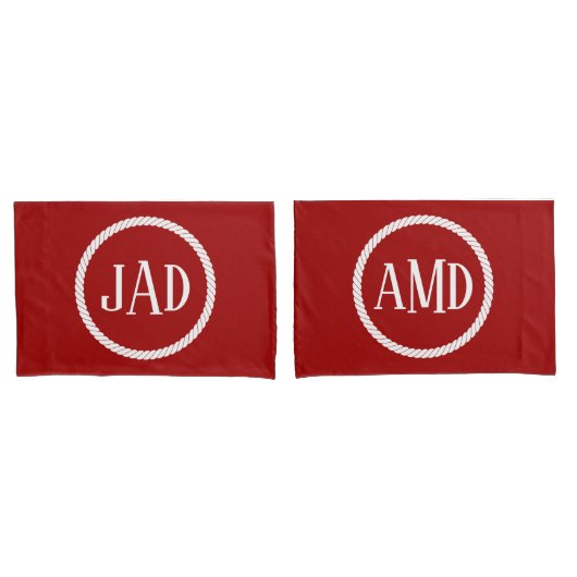 Dark Red White Rope Circle Kissenbezug (Vorderseite-Set)