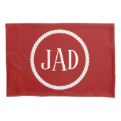 Dark Red White Rope Circle Kissenbezug (Vorderseite-Links)