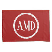 Dark Red White Rope Circle Kissenbezug (Vorderseite-Rechts)