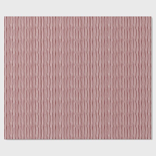 Dark Red & White Wonky Stripes Geschenkpapier (Flach)