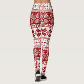 Dark Red Winter Messe Isle Pattern Leggings (Rückseite)