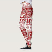Dark Red Winter Messe Isle Pattern Leggings (Links)