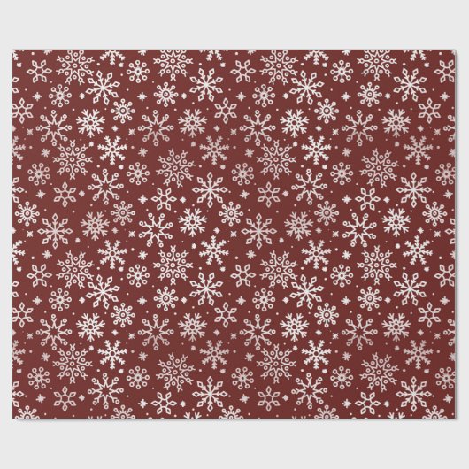 Dark Red Winter Snowflake Pattern Geschenkpapier (Flach)