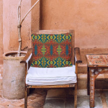 Dark Red Yellow Turquoise Geometric Pattern Cool