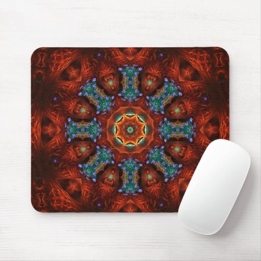 Dark Reds Fraktal Mandala Mousepad (Mit Mouse)