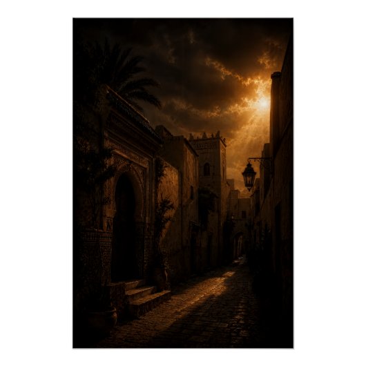 Dark Riad Alley Sunburst Poster (Vorderseite)