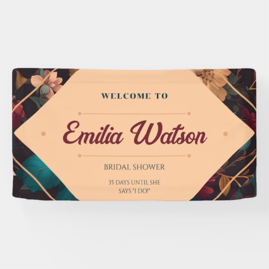 Dark Rich floral Theme Brautparty Banner (Horizontal)