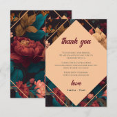 Dark Rich floral Theme Brautparty Dankeskarte (Vorne/Hinten)