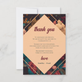 Dark Rich floral Theme Brautparty Dankeskarte