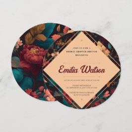 Dark Rich floral Theme Brautparty Einladung