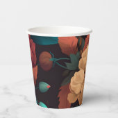 Dark Rich floral Theme Brautparty Pappbecher (Rückseite)