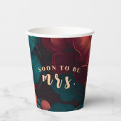 Dark Rich floral Theme Brautparty Pappbecher (Vorderseite)