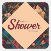 Dark Rich floral Theme Brautparty Quadratischer Aufkleber (Vorderseite)