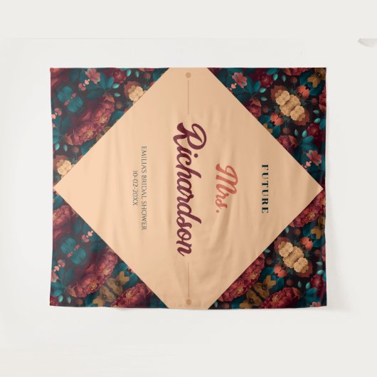 Dark Rich floral Theme Brautparty Wandteppich (Vorderseite (Horizontal))