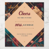 Dark Rich floral Theme Brautparty Weinetikett (Einzelnes Label)