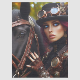 Dark Rider Steampunk Viktorianisch Lady Decoupage Seidenpapier