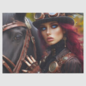 Dark Rider Steampunk Viktorianisch Lady Decoupage Seidenpapier (Vorderseite)