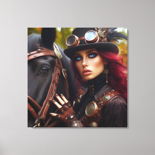 Dark Rider Steampunk Viktorianisch Lady Leinwanddruck (Vorderseite)