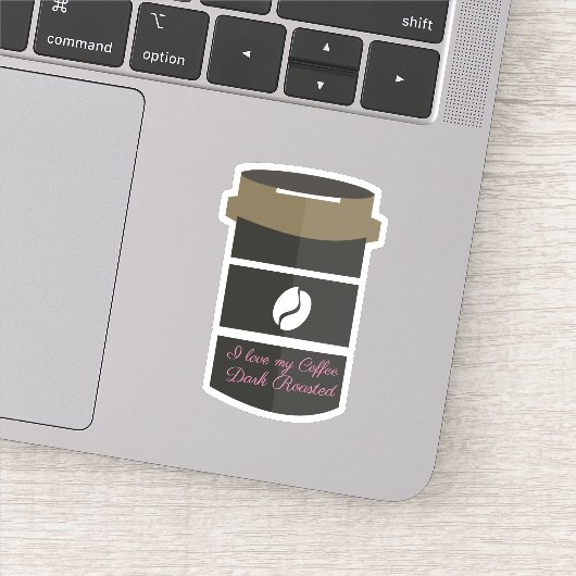 Dark Roasty Coffee Lovers Cup Individuelle Name Aufkleber (Detail)