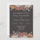 Dark Romance Art Nouveau Floral Bouquet Wedding Einladung (Vorderseite)