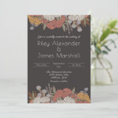 Dark Romance Art Nouveau Floral Bouquet Wedding Einladung (Stehend Vorderseite)