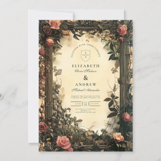 Dark Romance Art Nouveau Wedding Einladung (Vorderseite)