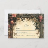 Dark Romance Art Nouveau Wedding RSVP Karte (Vorderseite)