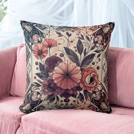 Dark Romance Boho Wasserfarbe Blumenfrühling Somme Kissen