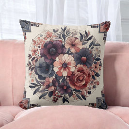 Dark Romance Boho Wasserfarbe Blumenfrühling Somme Kissen