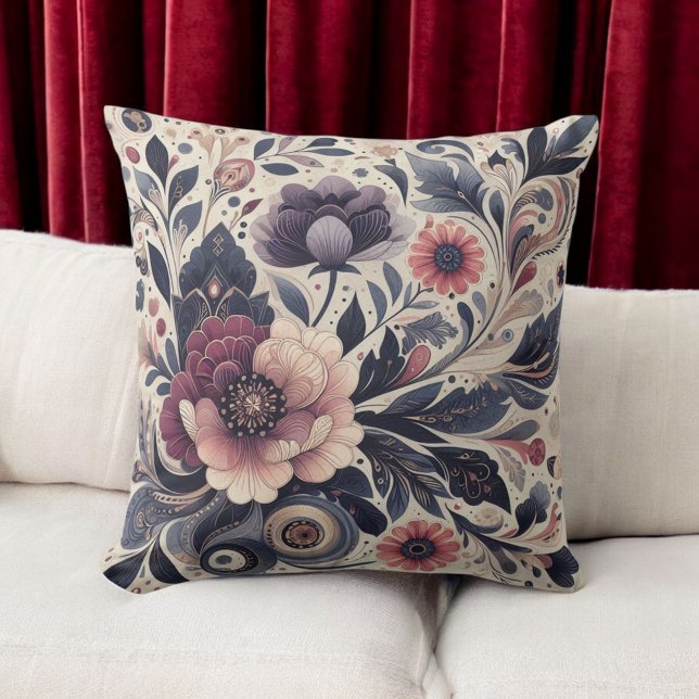 Dark Romance Boho Wasserfarbe Blumenfrühling Somme Kissen (Von Creator hochgeladen)