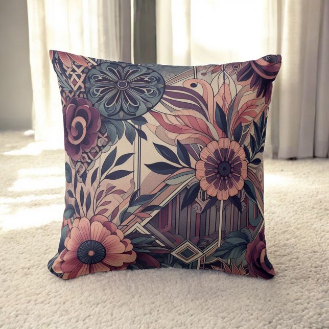 Dark Romance Boho Wasserfarbe Blumenfrühling Somme Kissen (Von Creator hochgeladen)