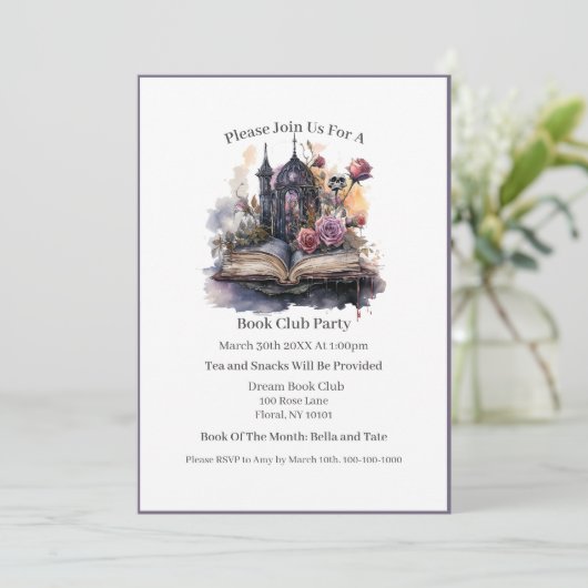 Dark Romance Book Lover, Book Club Einladung (Stehend Vorderseite)
