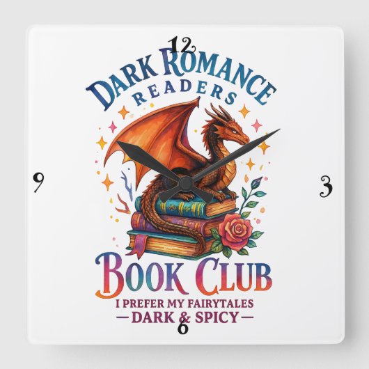 Dark Romance Leser... Quadratische Wanduhr (Vorderseite)
