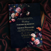 Dark Romance Mairytale Moody Floral Frame Wedding Folieneinladung