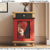 Dark Romance Red Lace Masked Woman CW7R Decoupage Seidenpapier