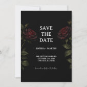 Dark Romance Red Rose Gothic Wedding Save The Date Einladung (Vorderseite)